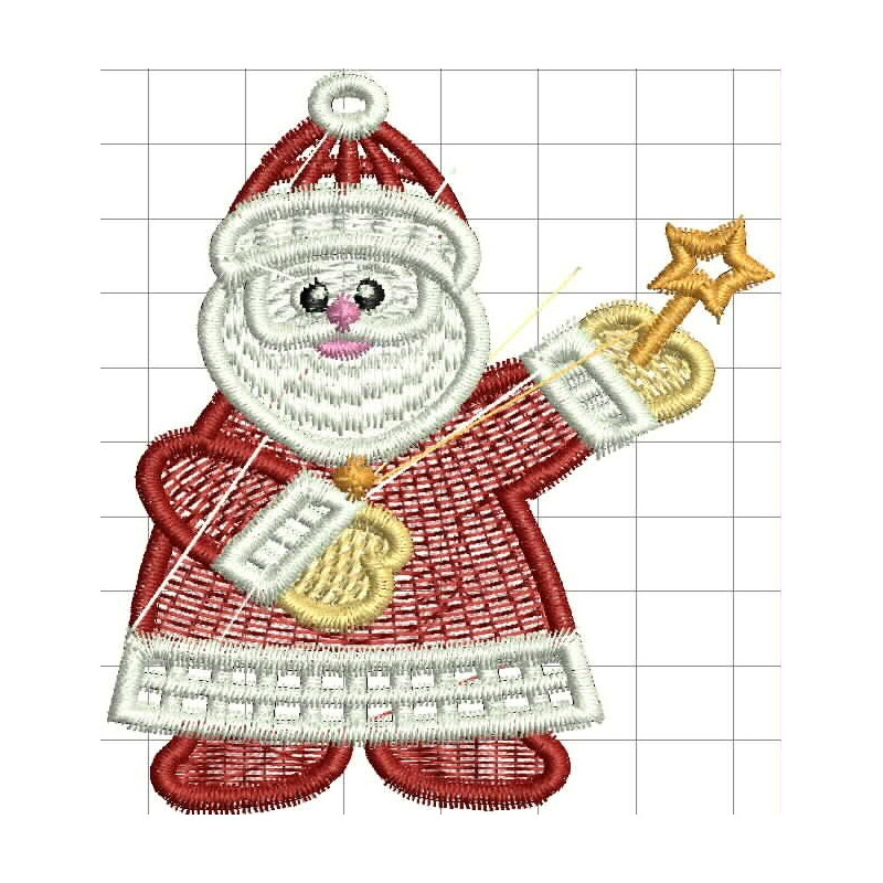 Ponchado Navidad Santa Claus con estrella listo para bordar en Printernet