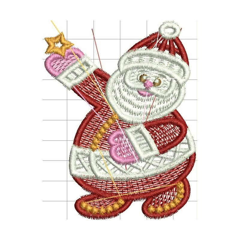 Ponchado Navidad Santa Claus con estrella de perfil para bordar en Printernet