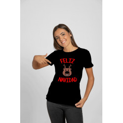 Playera Diseño Feliz Navidad con Reno Diseño unico Printernet