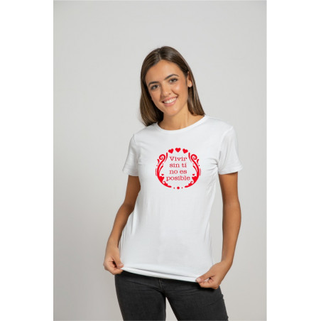 Printernet Playera De Manga Corta con Diseño de Amor y amistad Vivir sin ti , Ideal para Regalo