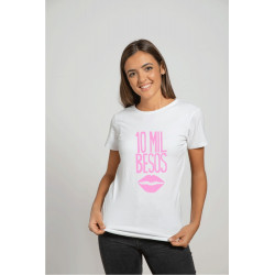 Printernet Playera De Manga Corta con Diseño de Amor y amistad 10 mil besos, Ideal para Regalo