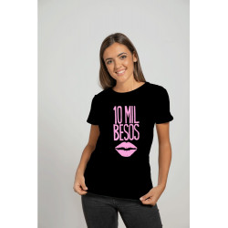 Printernet Playera De Manga Corta con Diseño de Amor y amistad 10 mil besos, Ideal para Regalo