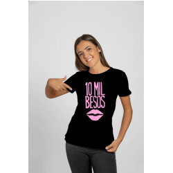 Printernet Playera De Manga Corta con Diseño de Amor y amistad 10 mil besos, Ideal para Regalo