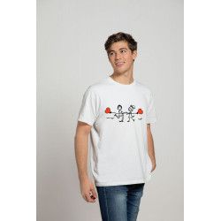 Printernet Playera De Manga Corta con Diseño de Amor y amistad Novios con Globos, Ideal para Regalo