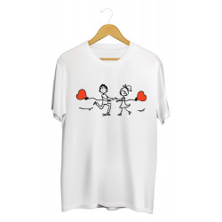 Printernet Playera De Manga Corta con Diseño de Amor y amistad Novios con Globos, Ideal para Regalo