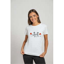 Printernet Playera De Manga Corta con Diseño de Amor y amistad Novios con Globos, Ideal para Regalo