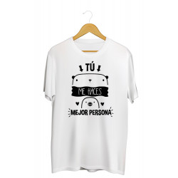 Printernet Playera De Manga Corta con Diseño de Amor y amistad, Tu me haces mejor persona