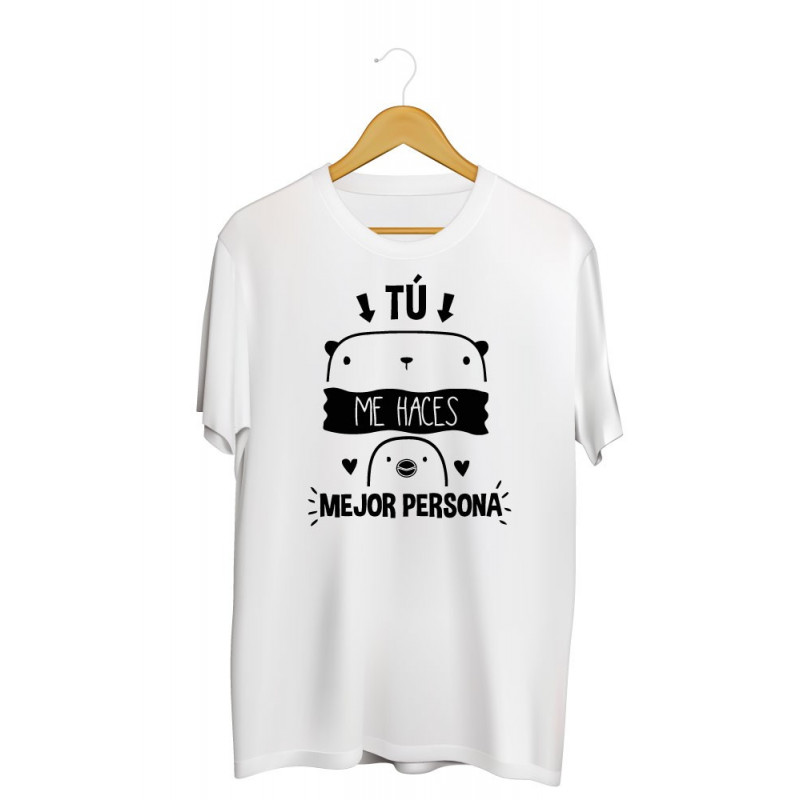 Printernet Playera De Manga Corta con Diseño de Amor y amistad, Tu me haces mejor persona