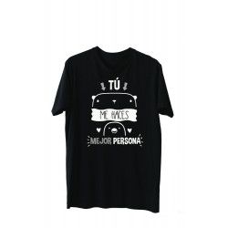 Printernet Playera De Manga Corta con Diseño de Amor y amistad, Tu me haces mejor persona