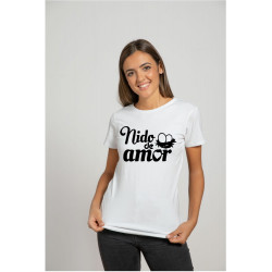 Printernet Playera De Manga Corta con Diseño de Amor y amistad, Nido de Amor
