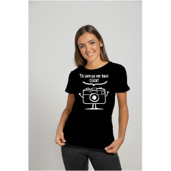 Printernet Playera De Manga Corta con Diseño de Amor y amistad Tu sonrisa me hace click