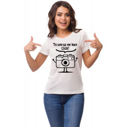 Printernet Playera De Manga Corta con Diseño de Amor y amistad Tu sonrisa me hace click