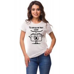 Printernet Playera De Manga Corta con Diseño de Amor y amistad Tu sonrisa me hace click