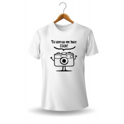 Printernet Playera De Manga Corta con Diseño de Amor y amistad Tu sonrisa me hace click