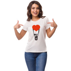 Printernet Playera De Manga Corta con Diseño de Amor y amistad, Volamos de amor con globo