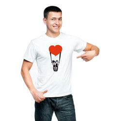 Printernet Playera De Manga Corta con Diseño de Amor y amistad, Volamos de amor con globo