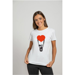Printernet Playera De Manga Corta con Diseño de Amor y amistad, Volamos de amor con globo