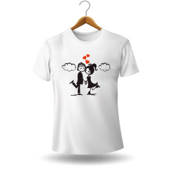 Printernet Playera De Manga Corta con Diseño de Amor y amistad, Amor en las nubes