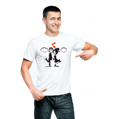 Printernet Playera De Manga Corta con Diseño de Amor y amistad, Amor en las nubes