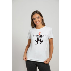 Printernet Playera De Manga Corta con Diseño de Amor y amistad, Amor en las nubes
