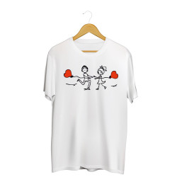 Printernet Playera De Manga Corta con Diseño de Amor y amistad,Girando Enamorados
