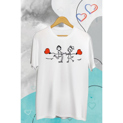 Printernet Playera De Manga Corta con Diseño de Amor y amistad,Girando Enamorados