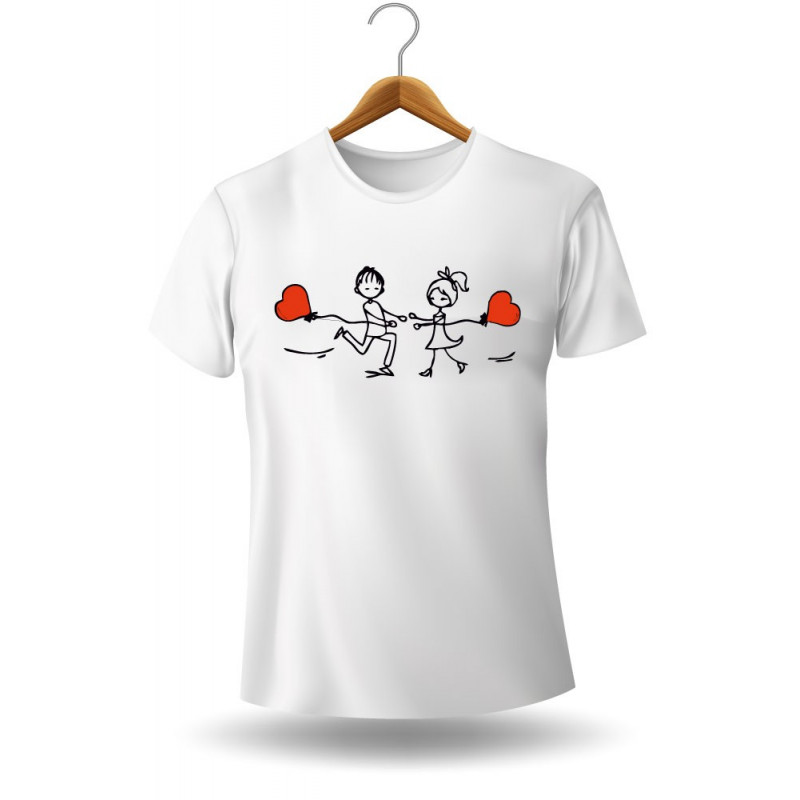 Printernet Playera De Manga Corta con Diseño de Amor y amistad,Girando Enamorados