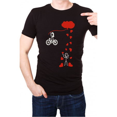 Printernet Playera De Manga Corta con Diseño de Amor y amistad, Bicicleta de Amor