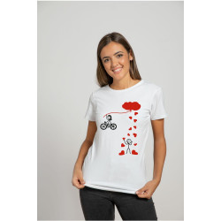 Printernet Playera De Manga Corta con Diseño de Amor y amistad, Bicicleta de Amor
