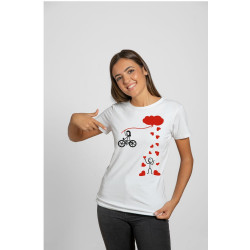 Printernet Playera De Manga Corta con Diseño de Amor y amistad, Bicicleta de Amor