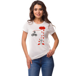 Printernet Playera De Manga Corta con Diseño de Amor y amistad, Bicicleta de Amor