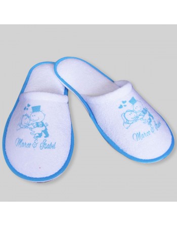 pantuflas: satin, bordadas