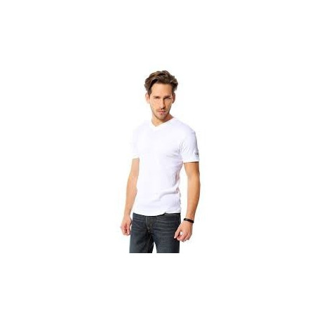 Playera Cuello V Blanca 100% Algodon