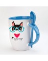 Taza con cuchara e interior para sublimar exterior 325ml  mándenos su foto