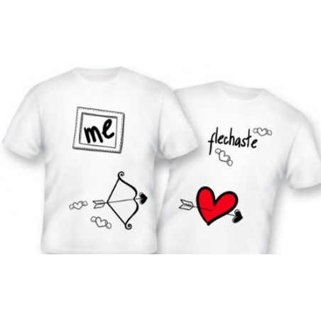 Printernet Dos Playeras para pareja enamorada Me Flechaste San Valentin