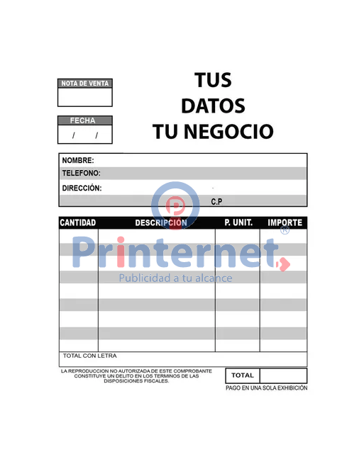 2000 formatos tamaño carta negro original y una copia en papel autocopiante alta calidad Printernet