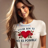 Printernet Playera De Manga Corta Diseño de Amor Vivir sin ti no es posible Vintage