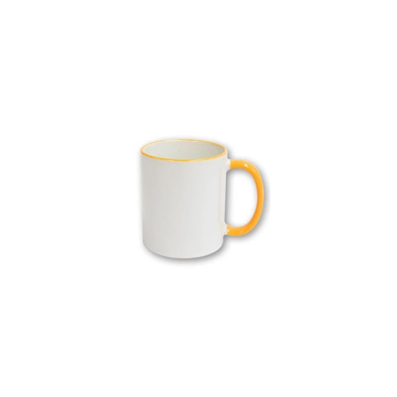 Taza con borde y asa de color  sublimada 325ml  mándenos su foto