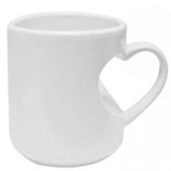 Taza con asa de Corazon para sublimar exterior 325ml  mándenos su foto