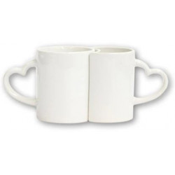 Taza con asa de Corazon en pareja para sublimar  325ml  mándenos su foto