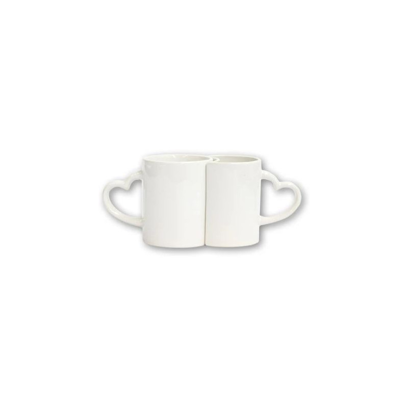 Taza con asa de Corazon en pareja para sublimar  325ml  mándenos su foto