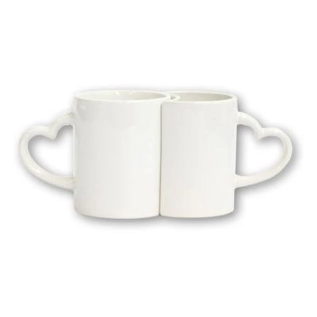 Taza con asa de Corazon en pareja para sublimar  325ml  mándenos su foto