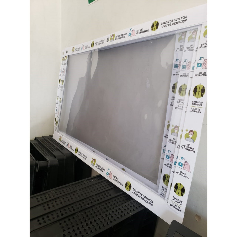 Display con pelicula PVC con coroplast  de 100cmx60cm  transparente para su sana distancia diseño standard